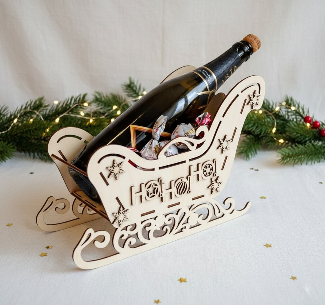 Christmas Sleigh Gift & Wine Holder Decoration