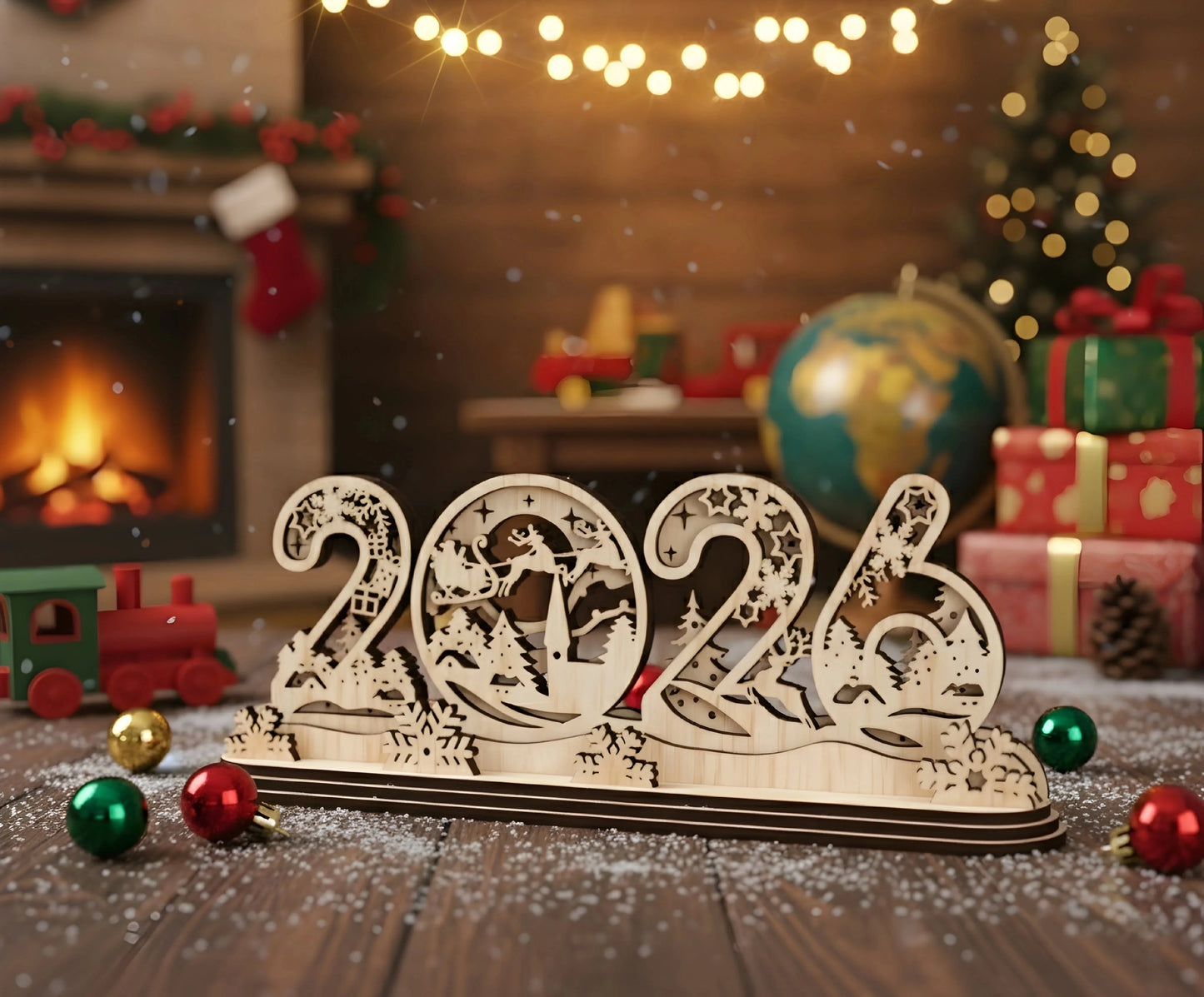 2026 New Year Wooden Table Decoration (6-inch) — New Year Wooden Gift | Woodwaley