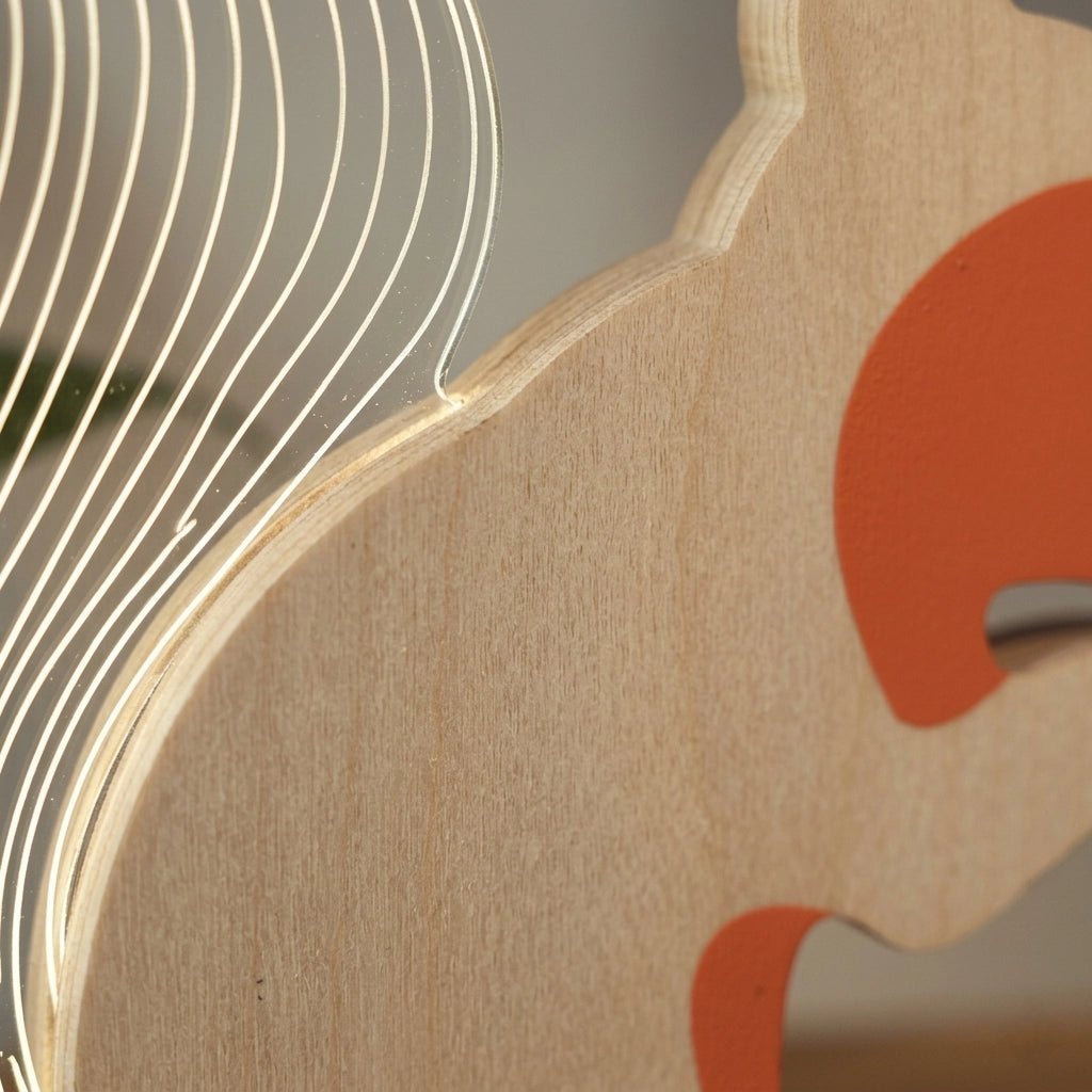 Squirrel Wooden Table Lamp fluffy tail LED wireframe