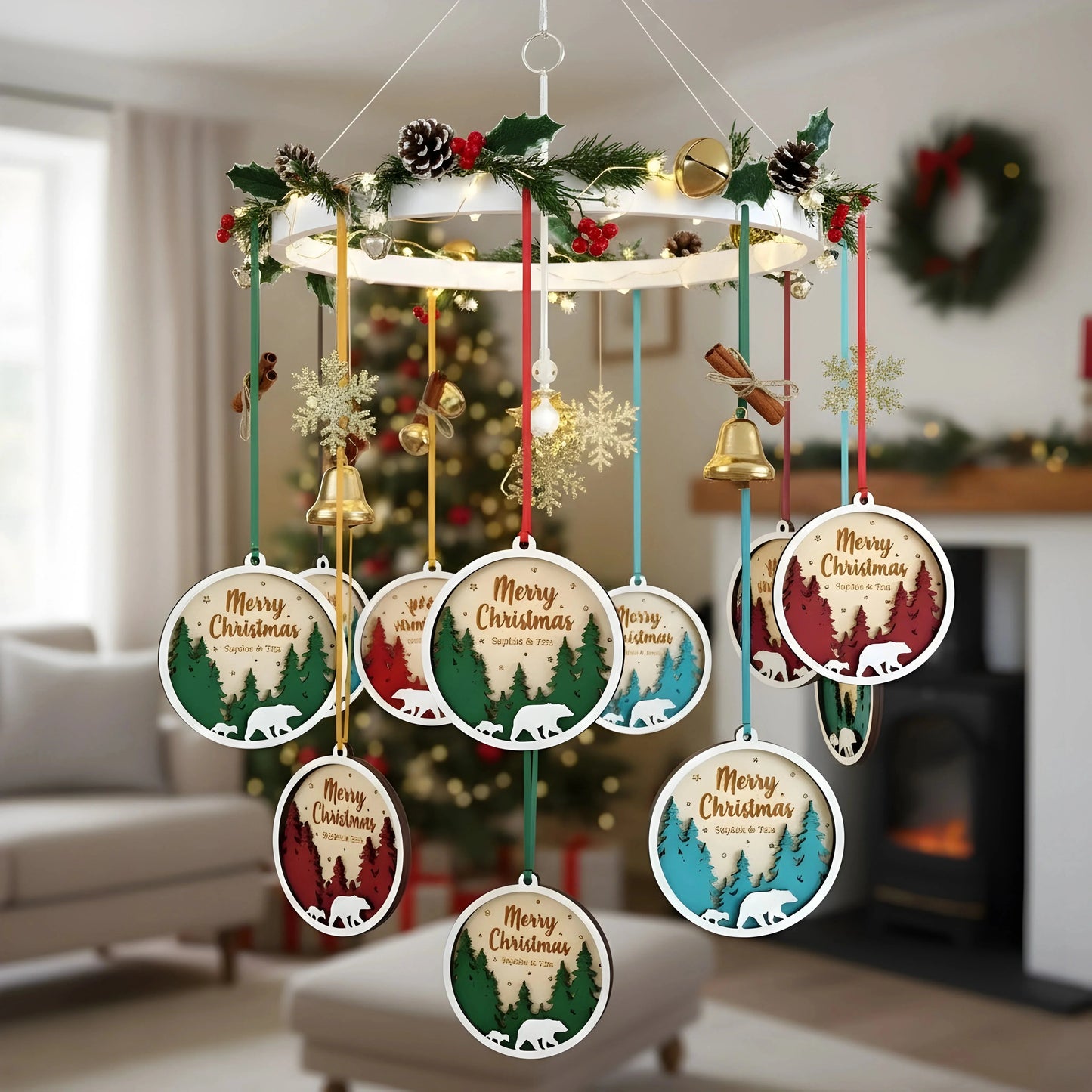Wooden Christmas Wreath Signs Ornaments — Christmas Wooden Gift | Woodwaley