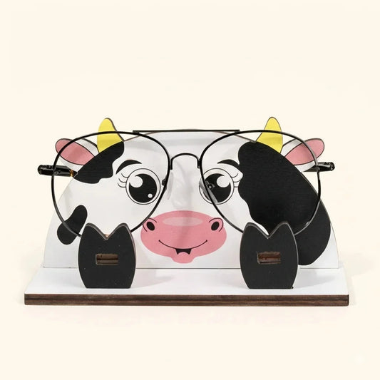 Zoobees Cow Spec Keeper — Personalised Wooden Eyeglass Stand | Woodwaley