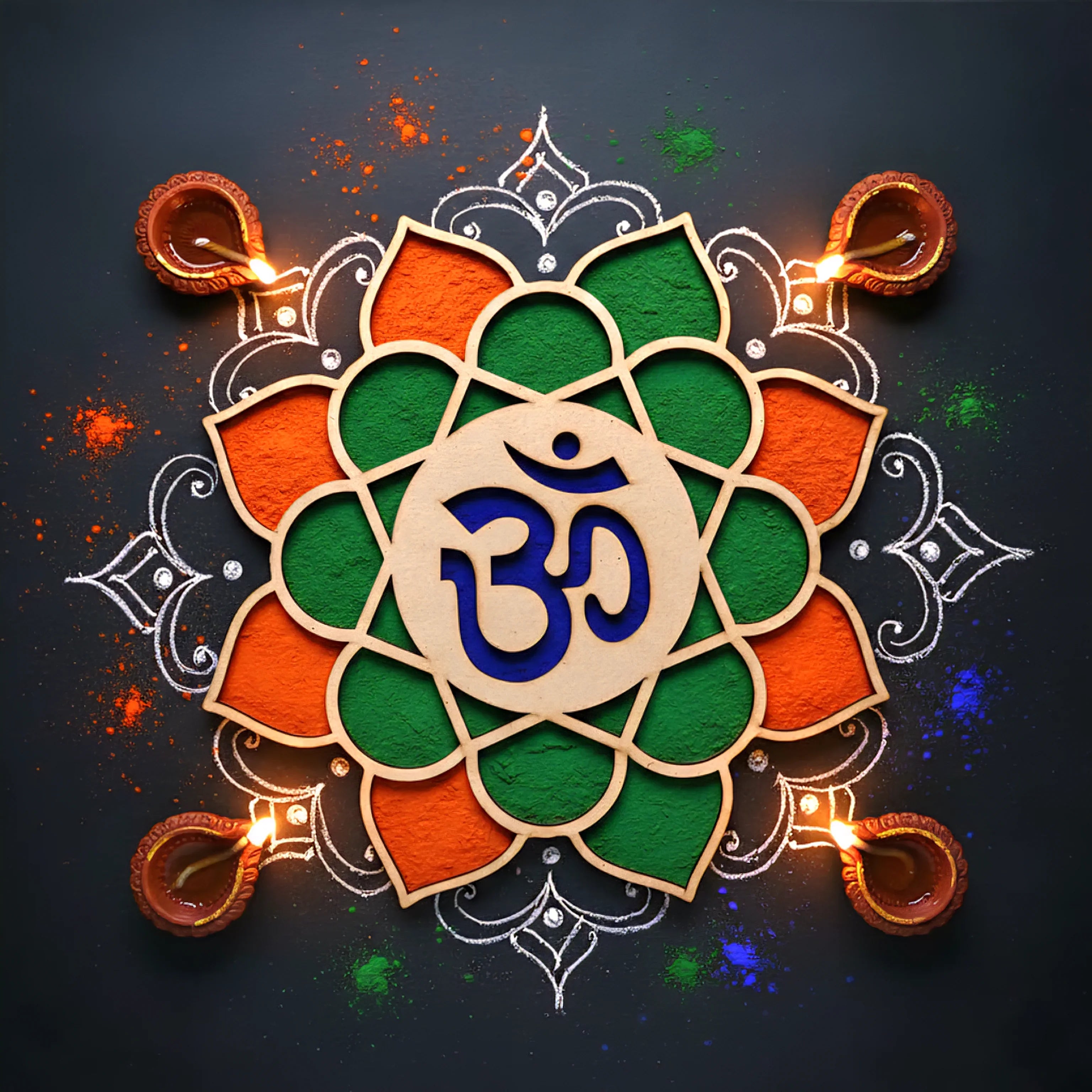 Design for Diwali Rangoli , Unique Rangoli Designs (Reusable, Readymade) Wood Waley