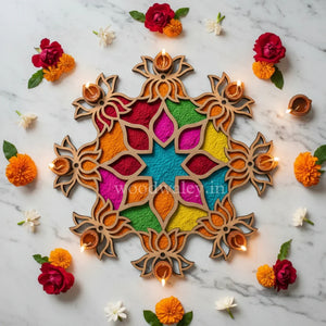 Design for Diwali Rangoli , Unique Rangoli Designs (Reusable, Readymade) Wood Waley