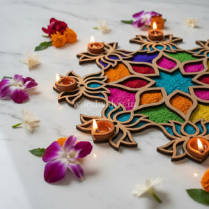Design for Diwali Rangoli , Unique Rangoli Designs (Reusable, Readymade) Wood Waley
