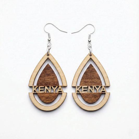 Forest Drops — Hand-Cut Geometric Wooden Earrings — Handcrafted Wooden Gift | Woodwaley