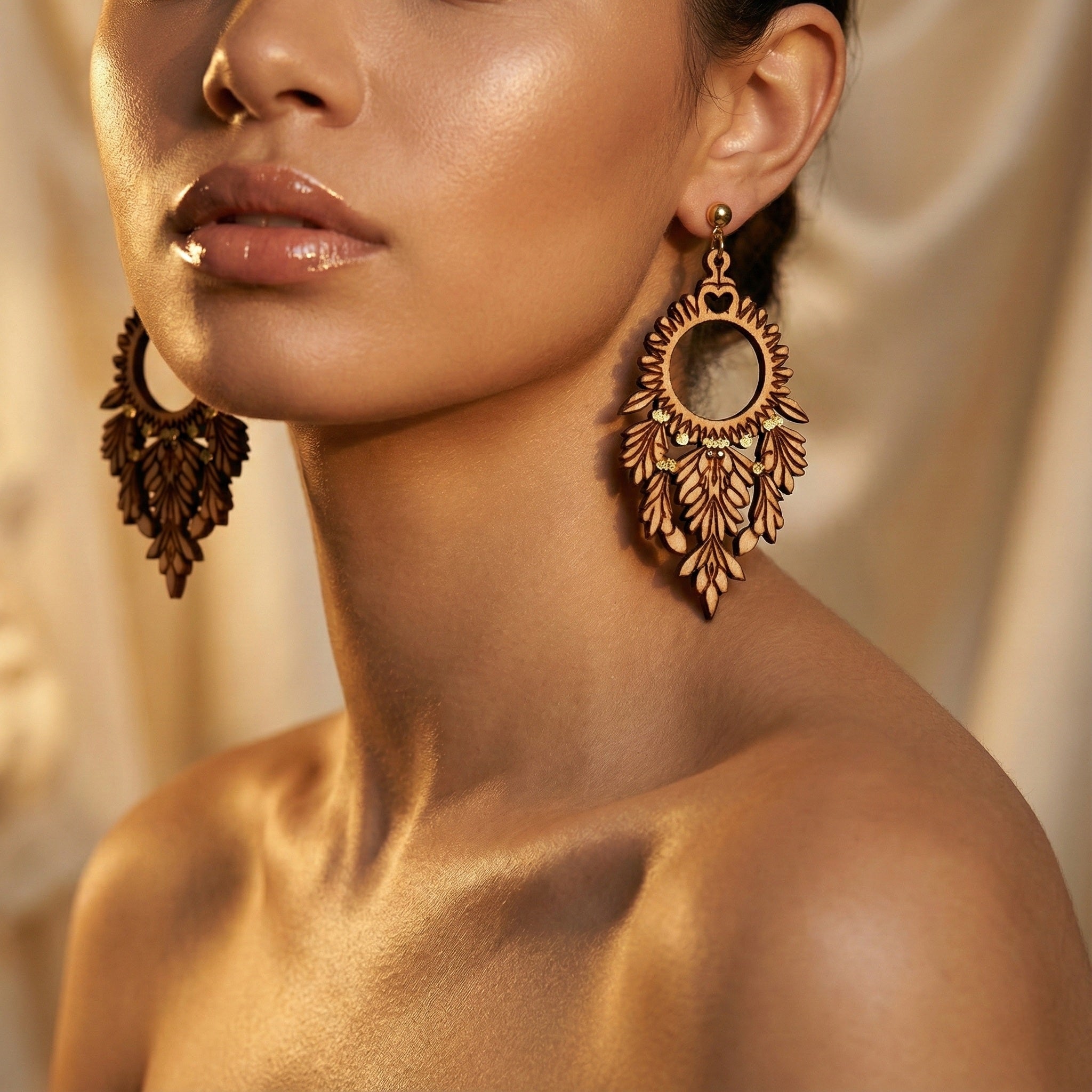 Wood Earrings-Western Leaf Party Earrings