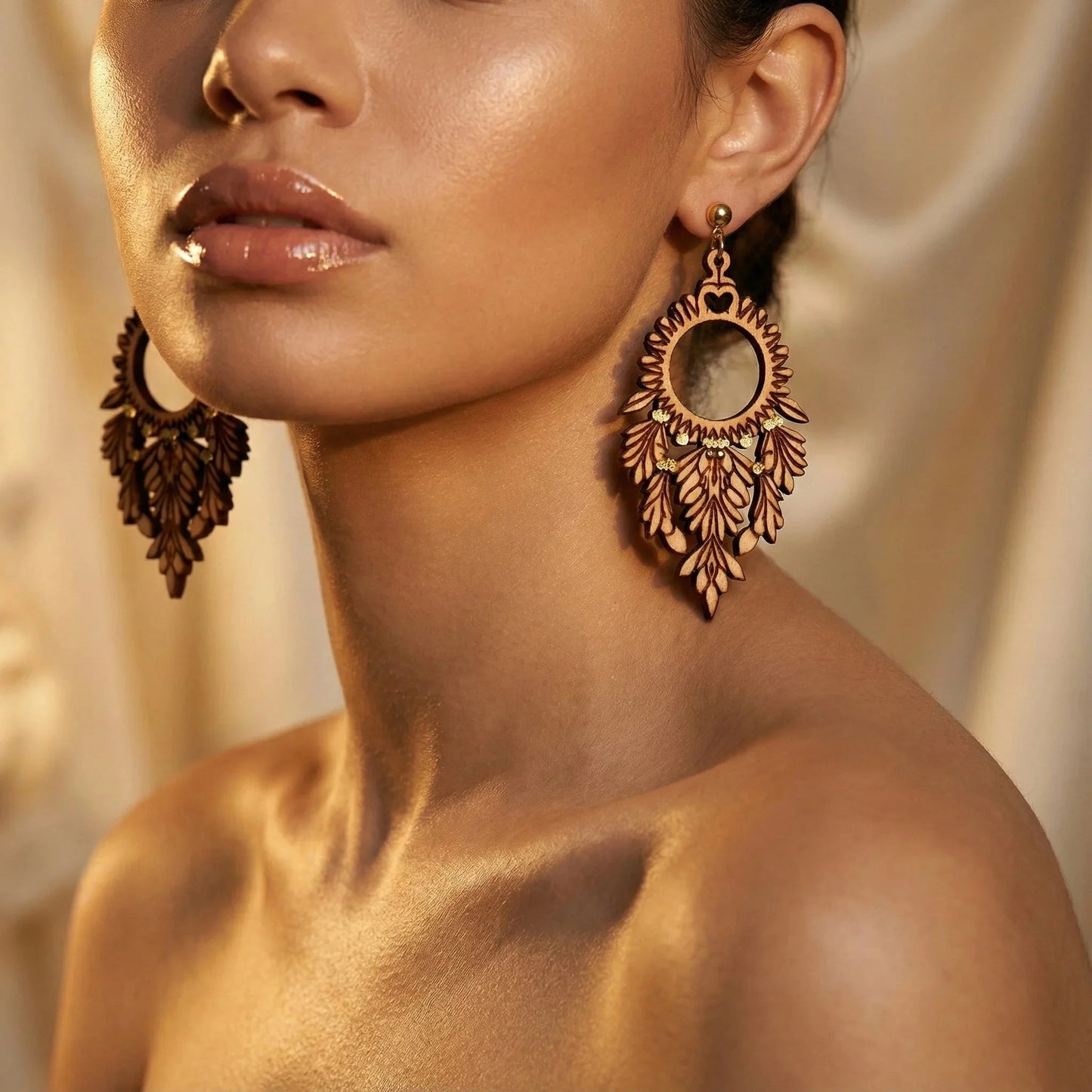 Forest Drops — Hand-Cut Geometric Wooden Earrings — Premium Wooden Decor | Woodwaley