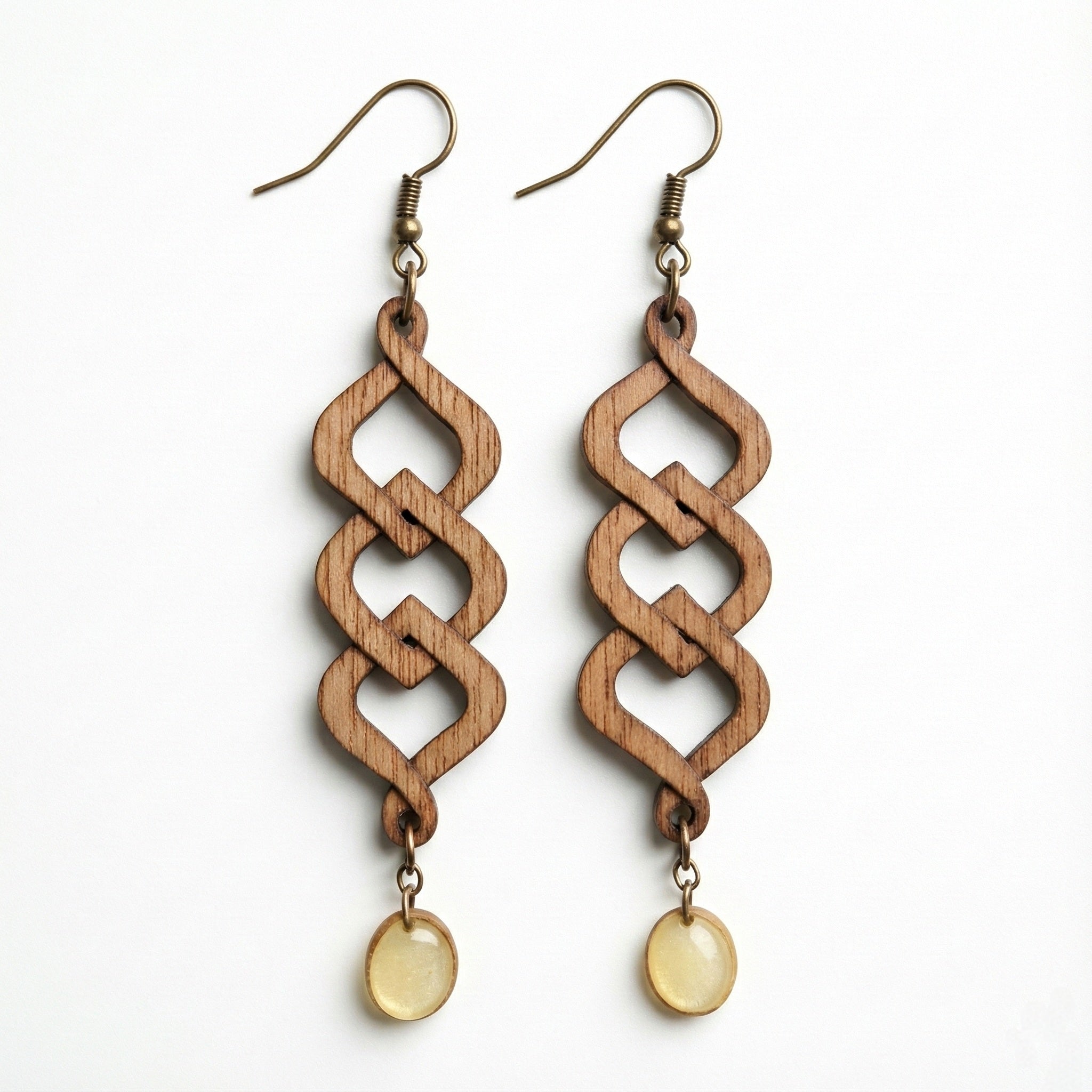 Keltik Knot Handcarved Wood Drop Earrings