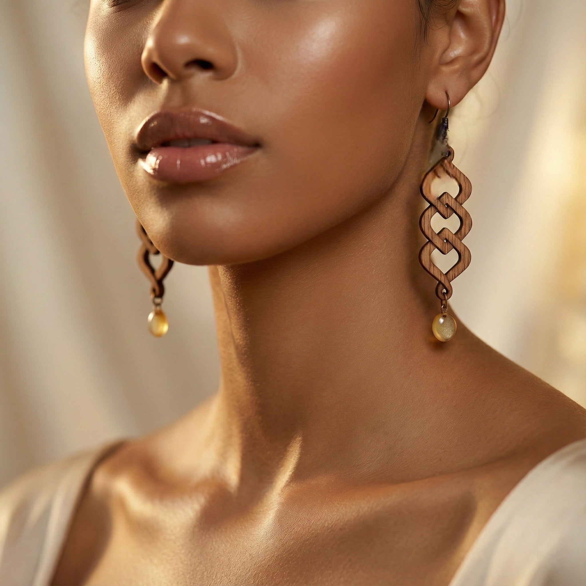 Keltik Knot Handcarved Wood Drop Earrings