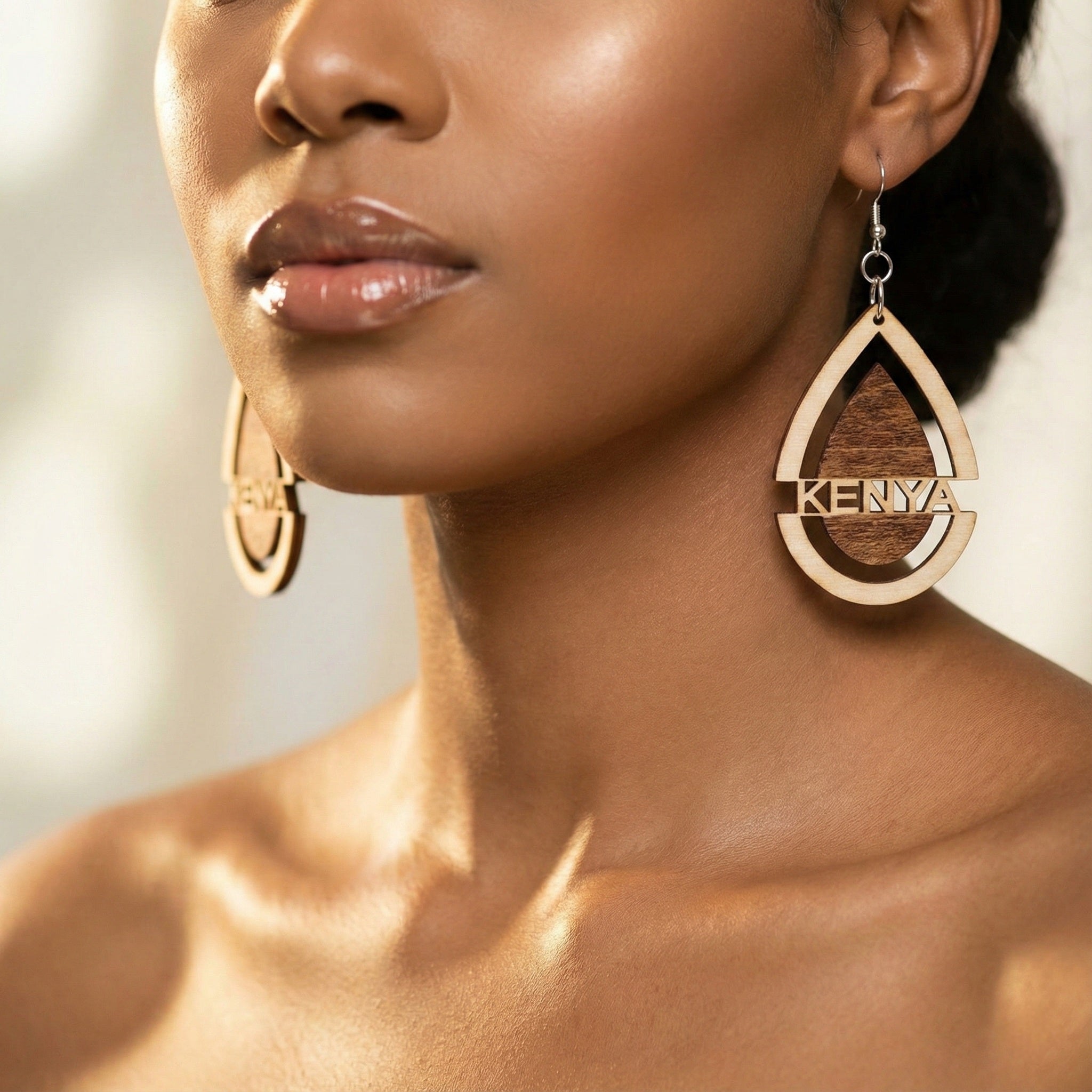 Wooden Custom Name Hoops Dangle Earrings