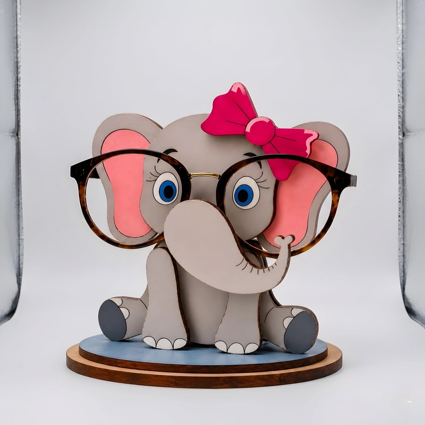 🐘 Baby Jambo The Spec Keeper — Personalized Wooden Elephant Eyeglass Stand — Custom Wooden Keepsake | Woodwaley