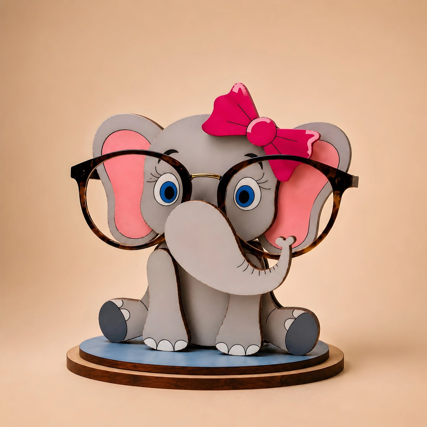 🐘 Baby Jambo The Spec Keeper — Personalized Wooden Elephant Eyeglass Stand — Handcrafted Wooden Gift | Woodwaley