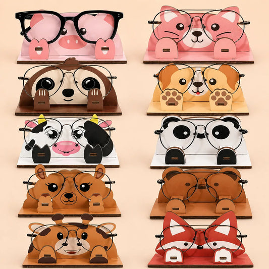 Zoobees Cow Wooden Eyeglass Stand — Laser Engraved Name | Woodwaley