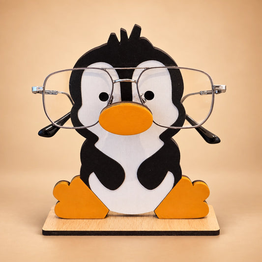 Baby Pingu The Spec Keeper — Carved Wooden Eyeglass Stand for Desk, Gifting