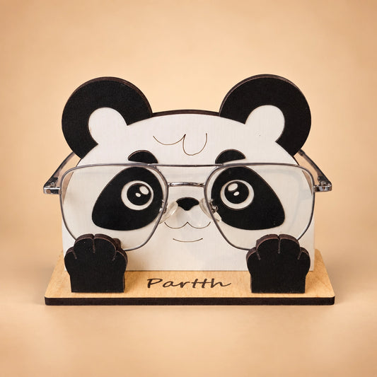 Pookie Panda The Spec Keeper — Carved Wooden Eyeglass Stand for Desk, Gifting