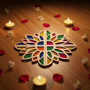 Sunflower Art Wooden Rangoli (Reusable DIY Template) - Wood Waley