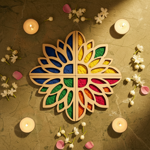 Sunflower Art Wooden Rangoli (Reusable DIY Template) - Wood Waley