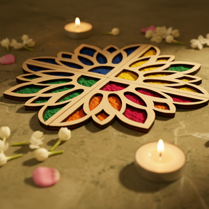 Sunflower Art Wooden Rangoli (Reusable DIY Template) - Wood Waley