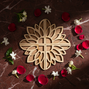 Sunflower Art Wooden Rangoli (Reusable DIY Template) - Wood Waley