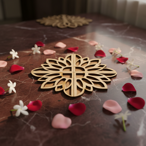 Sunflower Art Wooden Rangoli (Reusable DIY Template) - Wood Waley