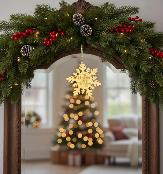 Golden Flakes Mirror Acrylic Christmas Decors — Christmas Wooden Gift | Woodwaley