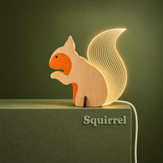 Squirrel Wooden Table Lamp