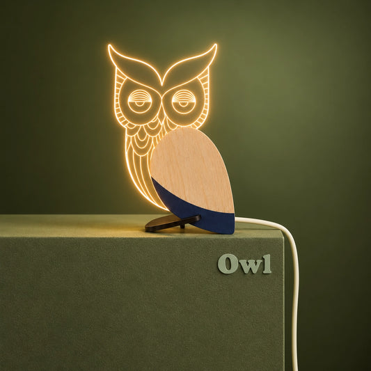 Owl Wooden Table Lamp