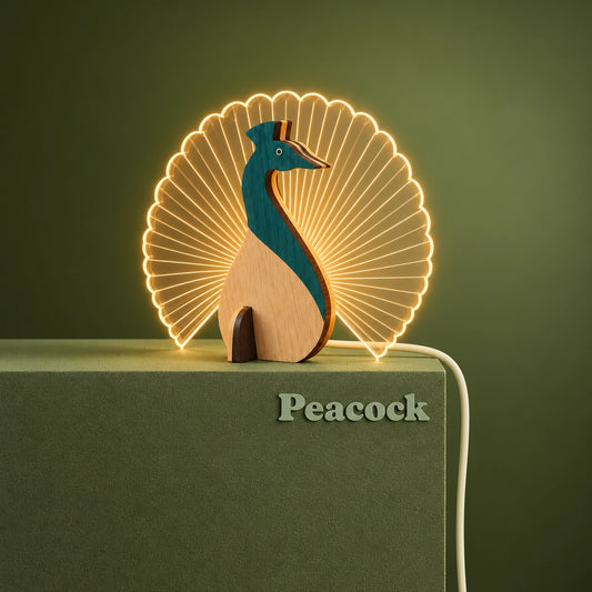 Peacock Wooden Table Lamp