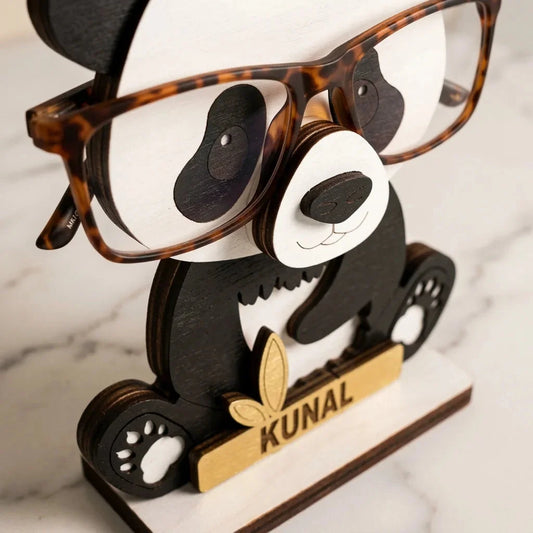 Uncle Panda The Spec Keeper — Carved Wooden Eyeglass Stand — Premium Wooden Decor | Woodwaley