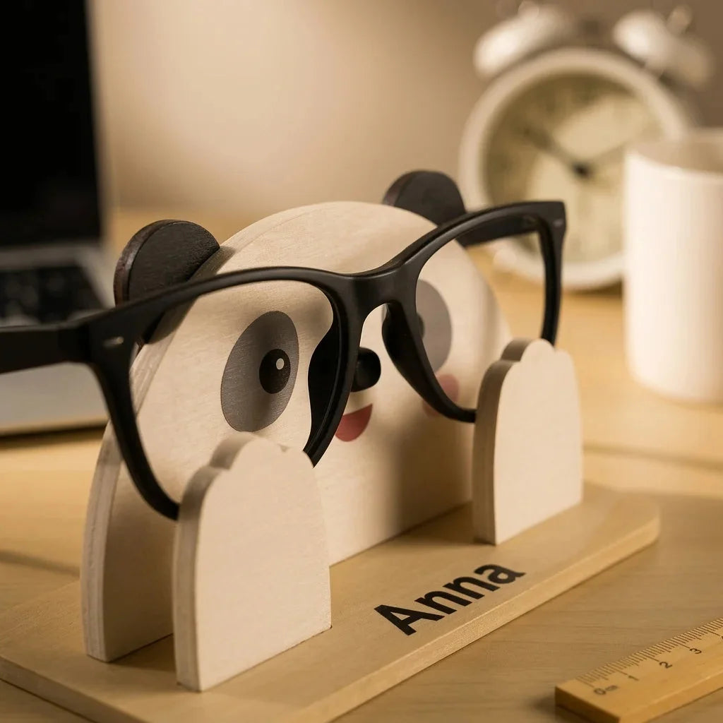 PikaBoo The Spec Keeper — Carved Wooden Eyeglass Stand for Desk, Gifting — Custom Wooden Keepsake | Woodwaley