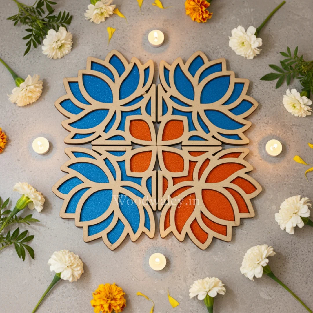 Umber Art Wooden Rangoli (Reusable DIY Template) - Wood Waley