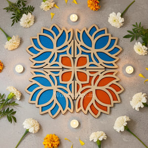 Umber Art Wooden Rangoli (Reusable DIY Template) - Wood Waley