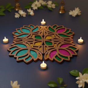 Umber Art Wooden Rangoli (Reusable DIY Template) - Wood Waley