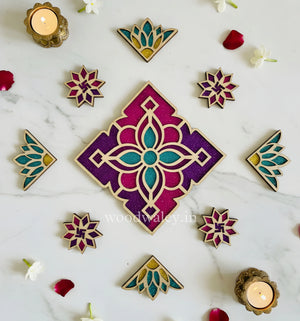 Chakra Art Wooden Rangoli (Reusable DIY Template) - Wood Waley