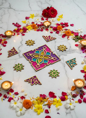 Chakra Art Wooden Rangoli (Reusable DIY Template) - Wood Waley