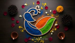 Mayur Art Wooden Rangoli (Reusable DIY Template) pack of 4 - Wood Waley