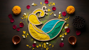 Mayur Art Wooden Rangoli (Reusable DIY Template) pack of 4 - Wood Waley