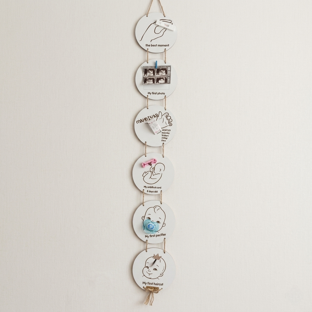 Baby Milestone Keepsake Wall Hanging – Personalized Newborn Memory Board, Wooden Baby Milestone Decor, Nursery Keepsake Gift