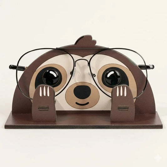 Zoobees Sloth Spec Keeper — Personalised Wooden Eyeglass Stand | Woodwaley