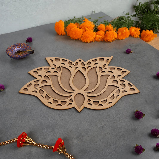 Lotus Art Wooden Rangoli (Reusable DIY Template)