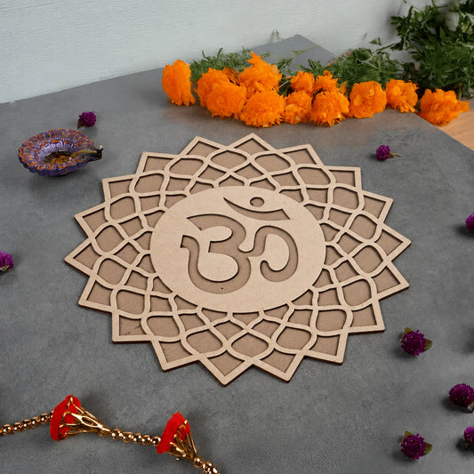 Om Art Wooden Rangoli (Reusable DIY Template)