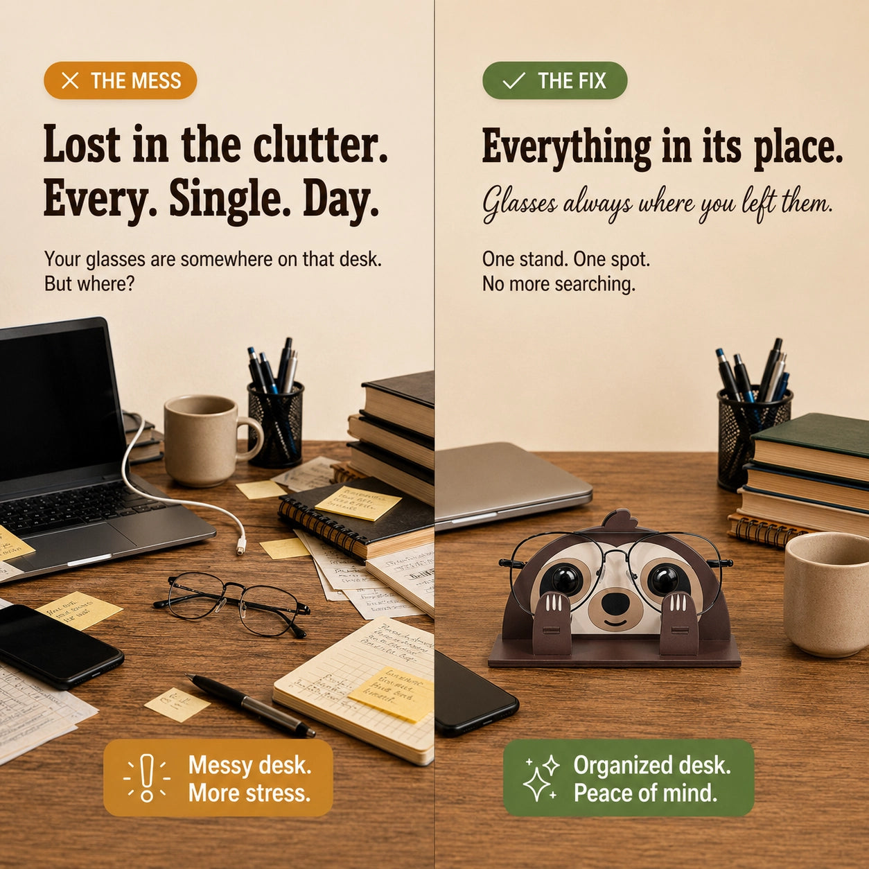 Zoobees Sloth Spec Keeper — Personalised Wooden Eyeglass Stand