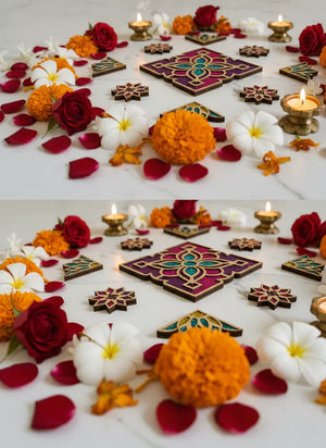 Chakra Art Wooden Rangoli (Reusable DIY Template) - Wood Waley