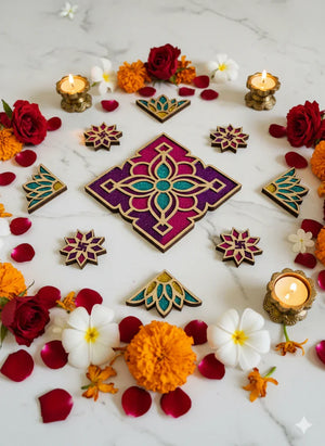 Chakra Art Wooden Rangoli (Reusable DIY Template) - Wood Waley