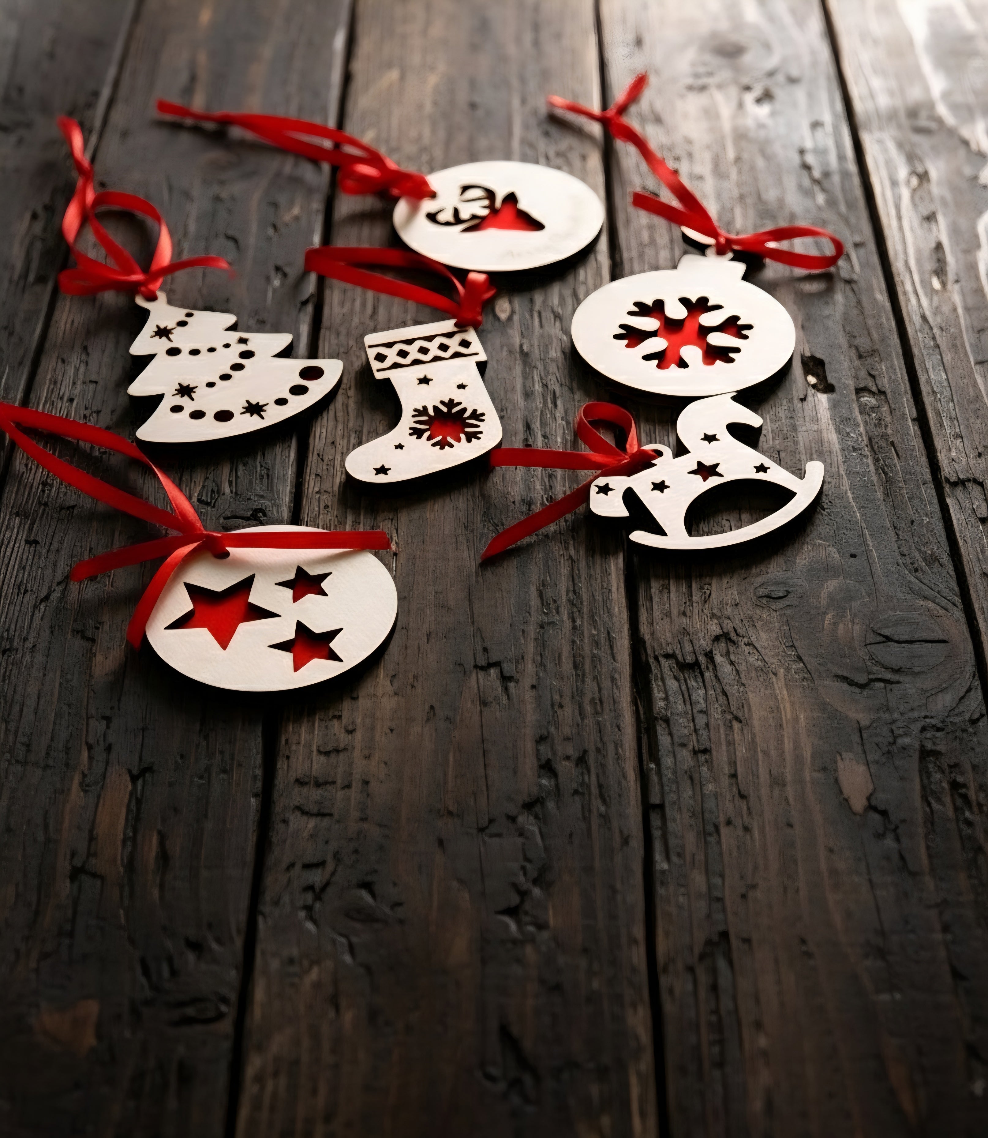 Wooden Christmas Charms Ornaments