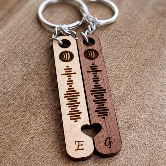 Personalized Engraved Wooden Keychains — Couples Wooden Gift | Woodwaley