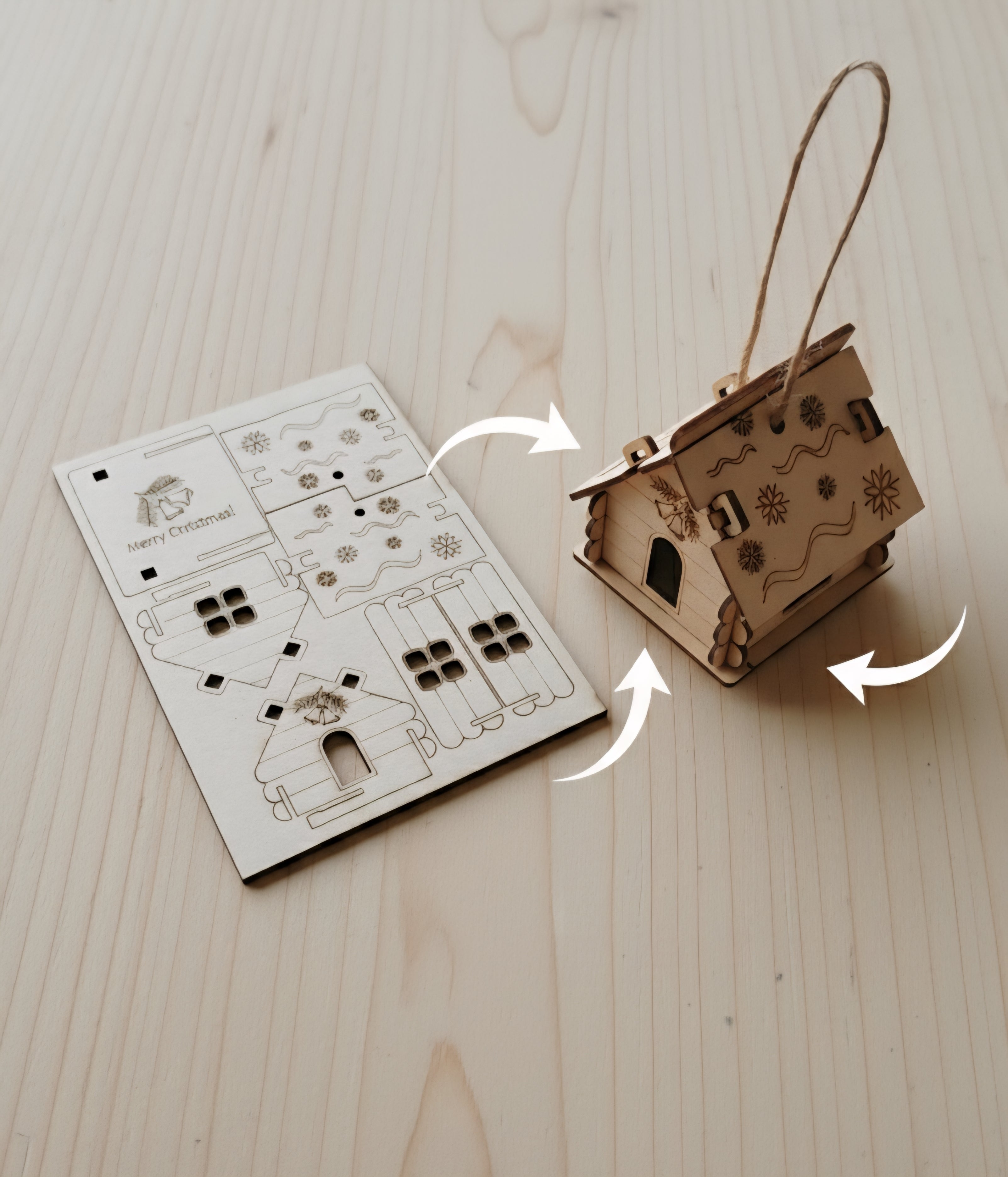 Wooden Christmas Ginger House DIY ornaments