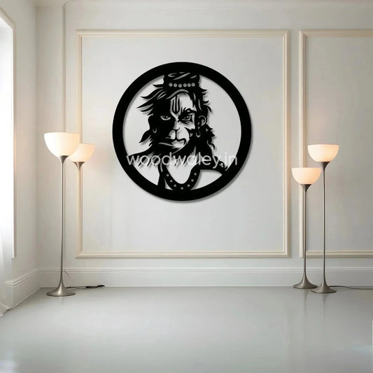 Handcrafted wooden wall art featuring a circular Shiva design in a modern living room setting