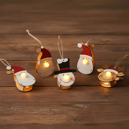 Jolly Santa Christmas Lights Ornaments — Christmas Wooden Gift | Woodwaley