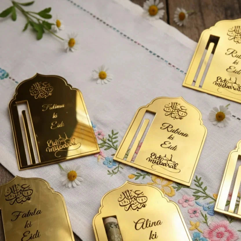 Acrylic Eidi Cards โ A Stylish Way to Give Eidi (Set of 4) โ Ramadan Wooden Gift | Woodwaley